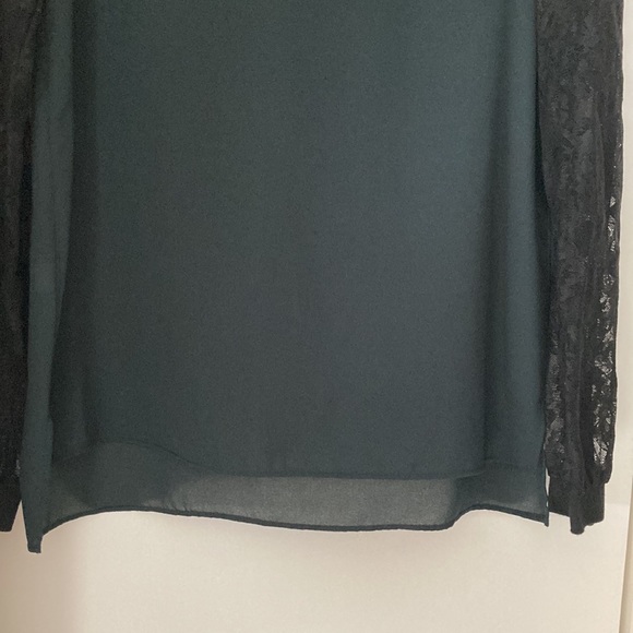 Ann Taylor LOFT Hunter Green with Black Long Sleeve Lace EUC size Small - Picture 5 of 8